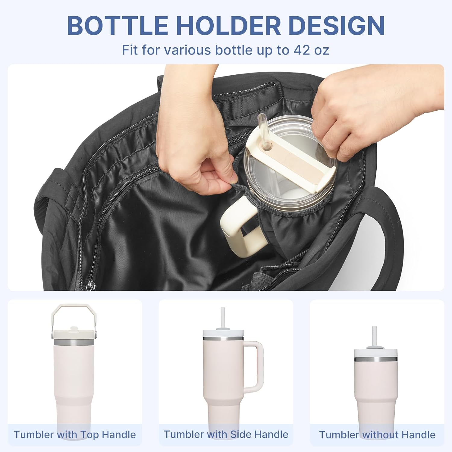 G4Free - G4Free Puffer Shoulder Bag with Cup Holder and Laptop Compartment -TN25B532B