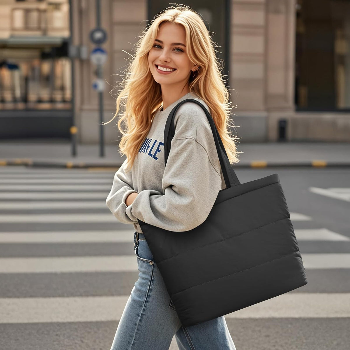 G4Free - G4Free Puffer Shoulder Bag with Cup Holder and Laptop Compartment -TN25B532B