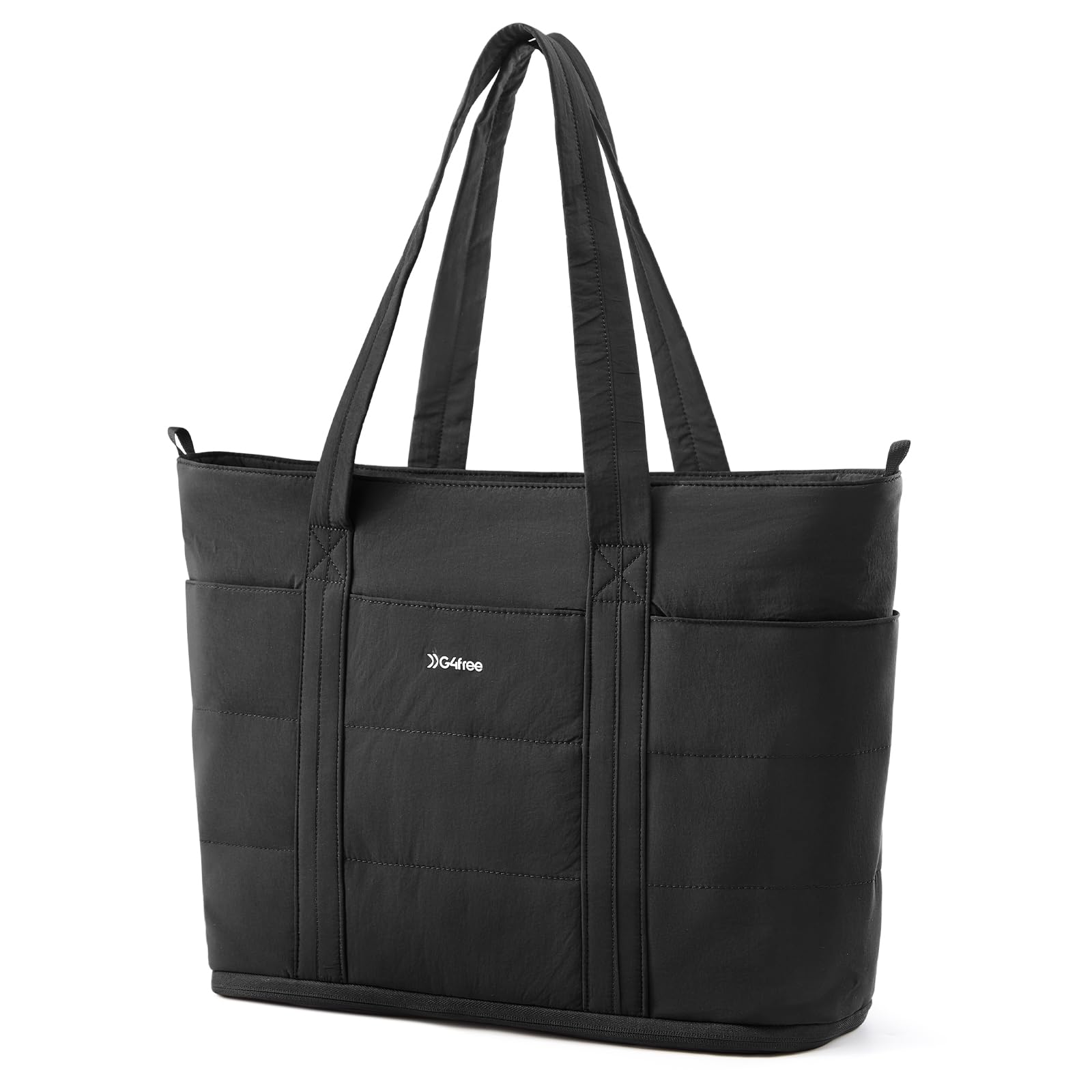 G4Free - G4Free Puffer  Tote Bag with Zipper Compartments, Expandable Handbag -TN25B522A