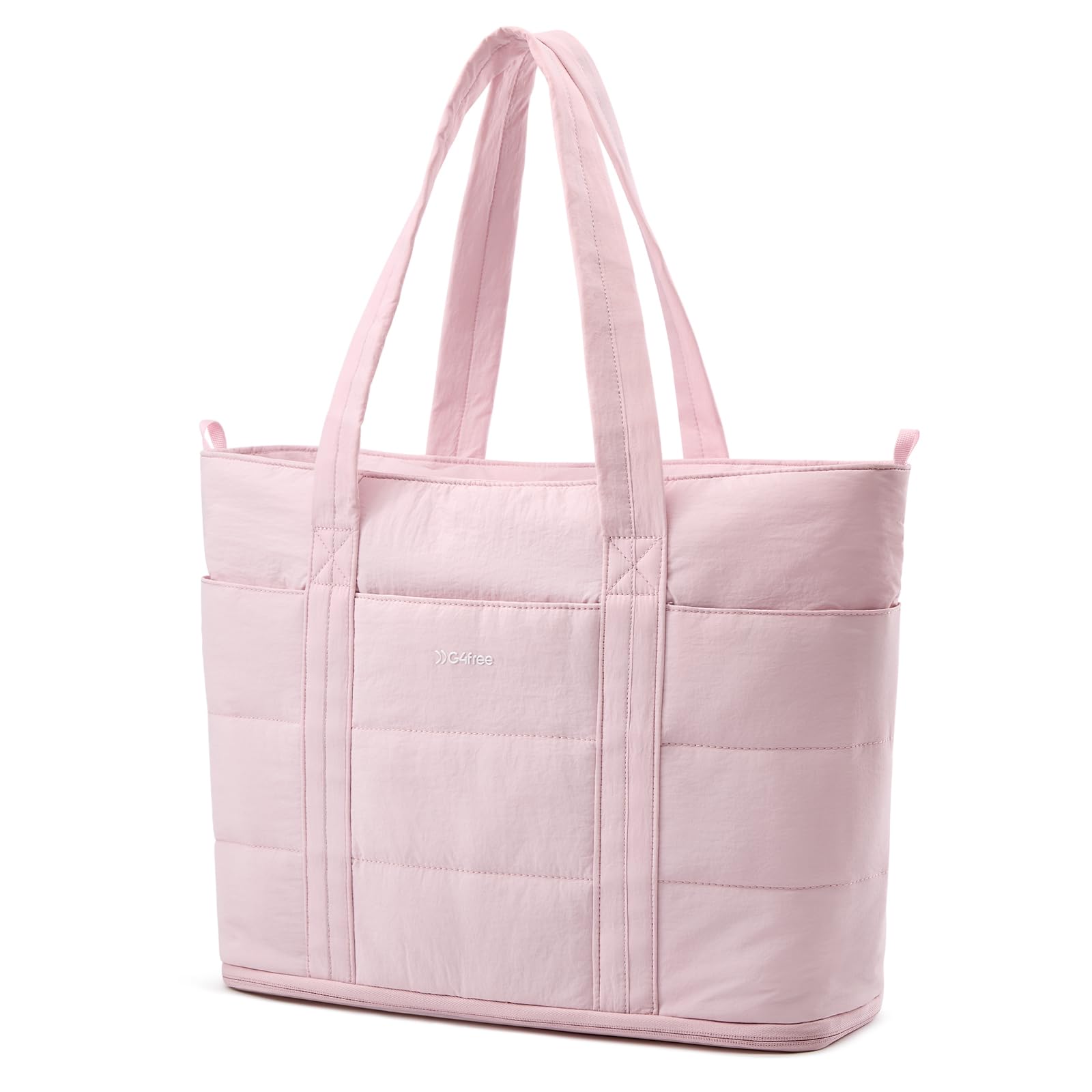 G4Free - G4Free Puffer  Tote Bag with Zipper Compartments, Expandable Handbag -TN25B522C