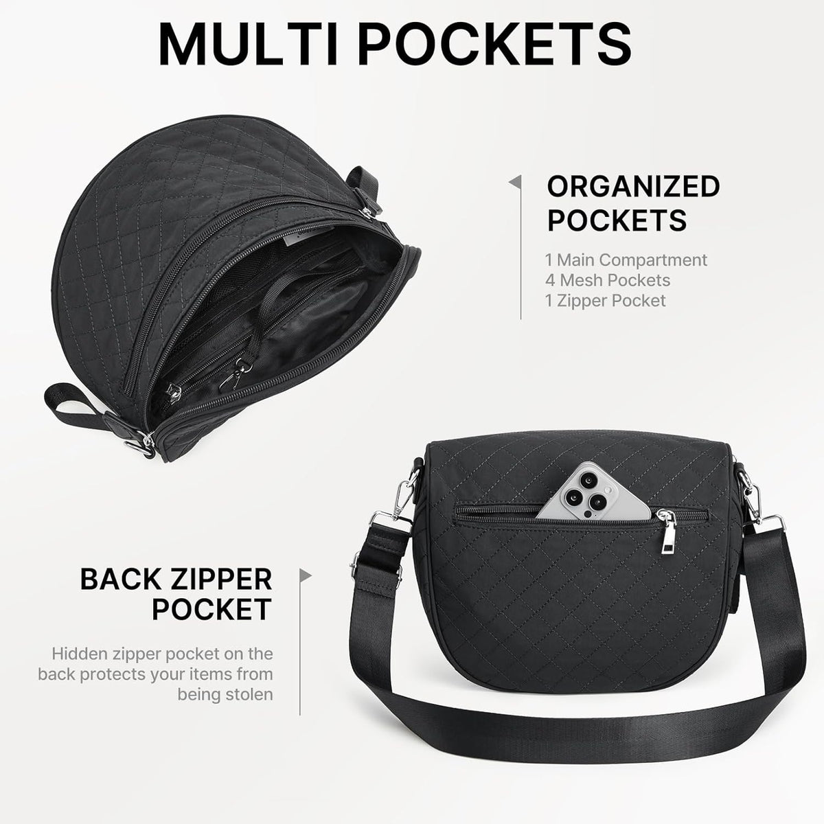 G4Free - G4Free Quilted Bum Bag Spacious Nylon with Removable Pouch -TN25B574B