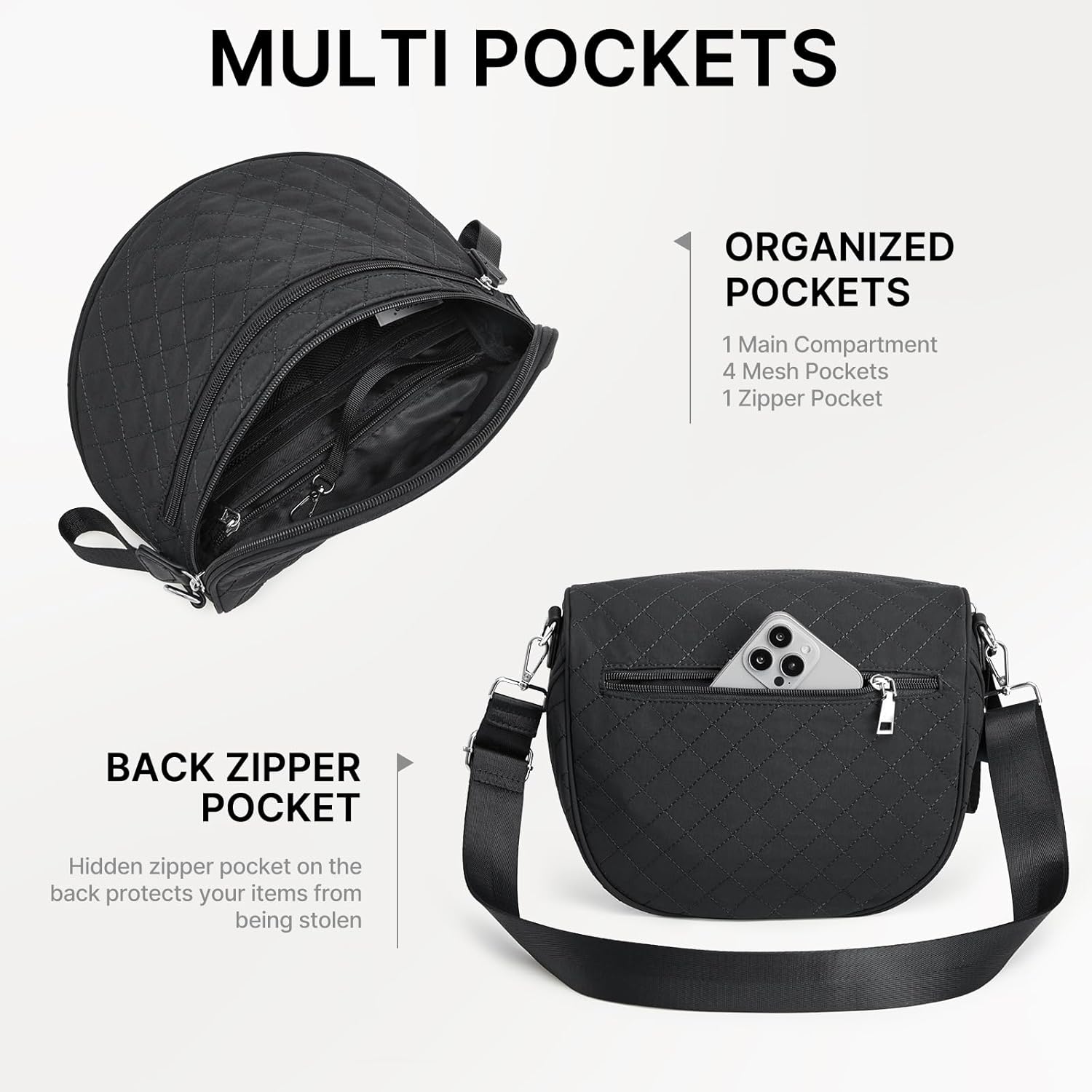 G4Free - G4Free Quilted Bum Bag Spacious Nylon with Removable Pouch -TN25B574B