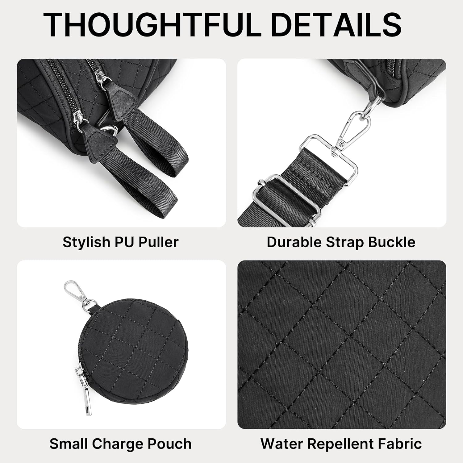 G4Free - G4Free Quilted Bum Bag Spacious Nylon with Removable Pouch -TN25B574B