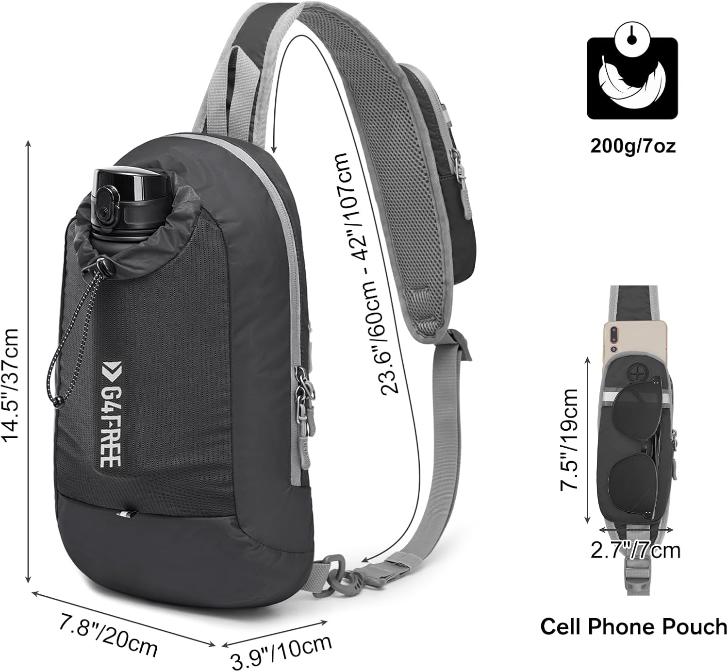 G4Free - G4Free RFID Blocking Lightweight Crossbody Chest Shoulder Bag -TN23B317D