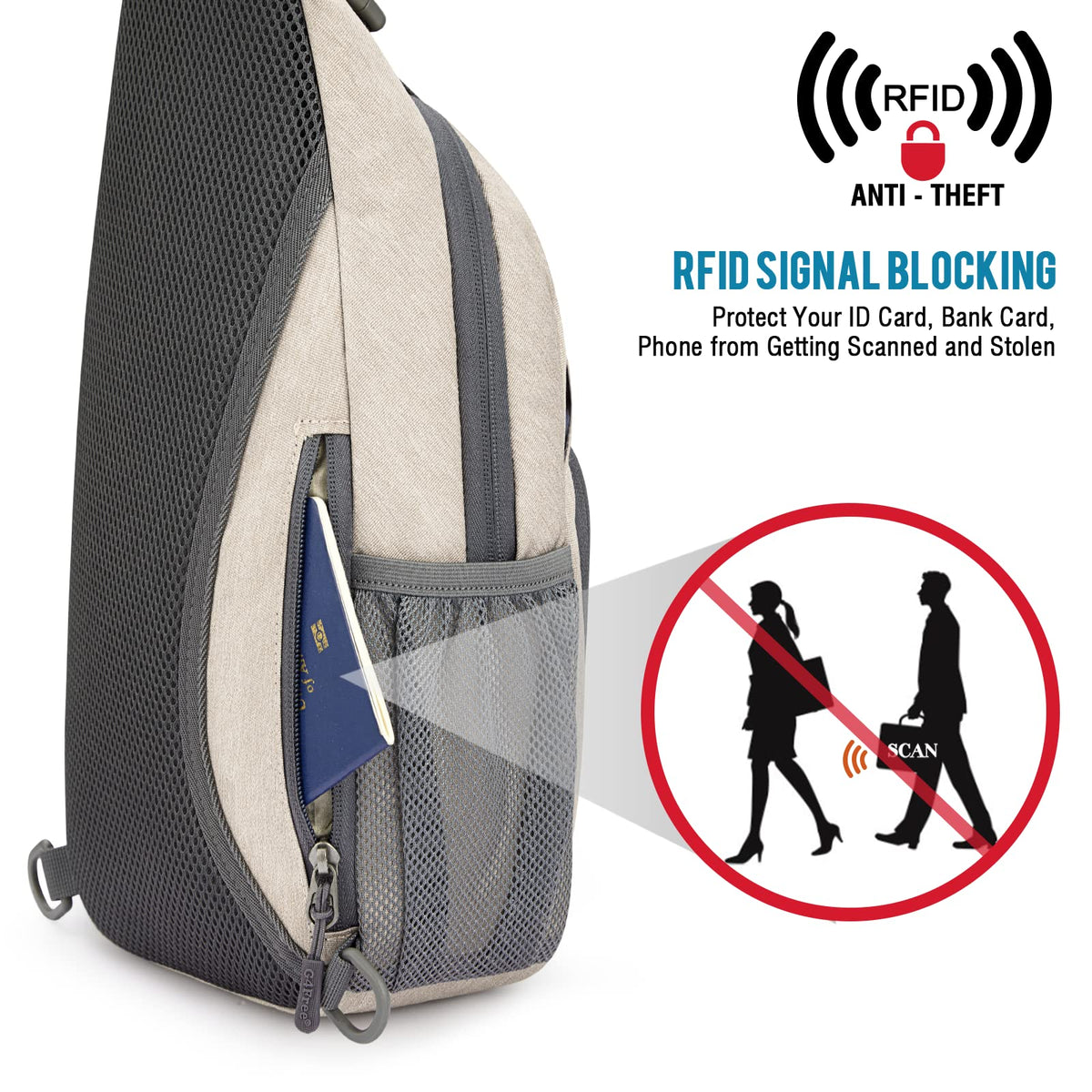 G4Free - G4Free RFID Sling Bag for Hiking Outdoor -TN22B091A