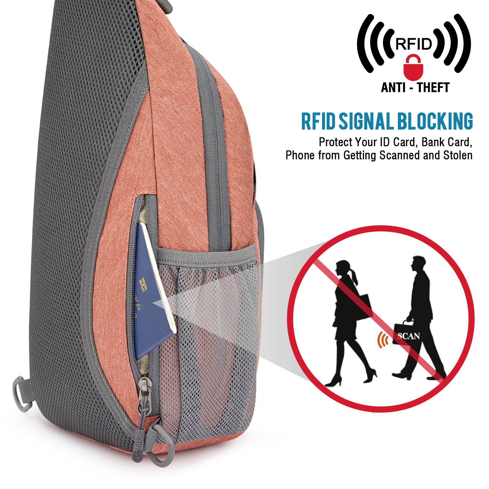 G4Free - G4Free RFID Sling Bag for Hiking Outdoor -TN22B091A