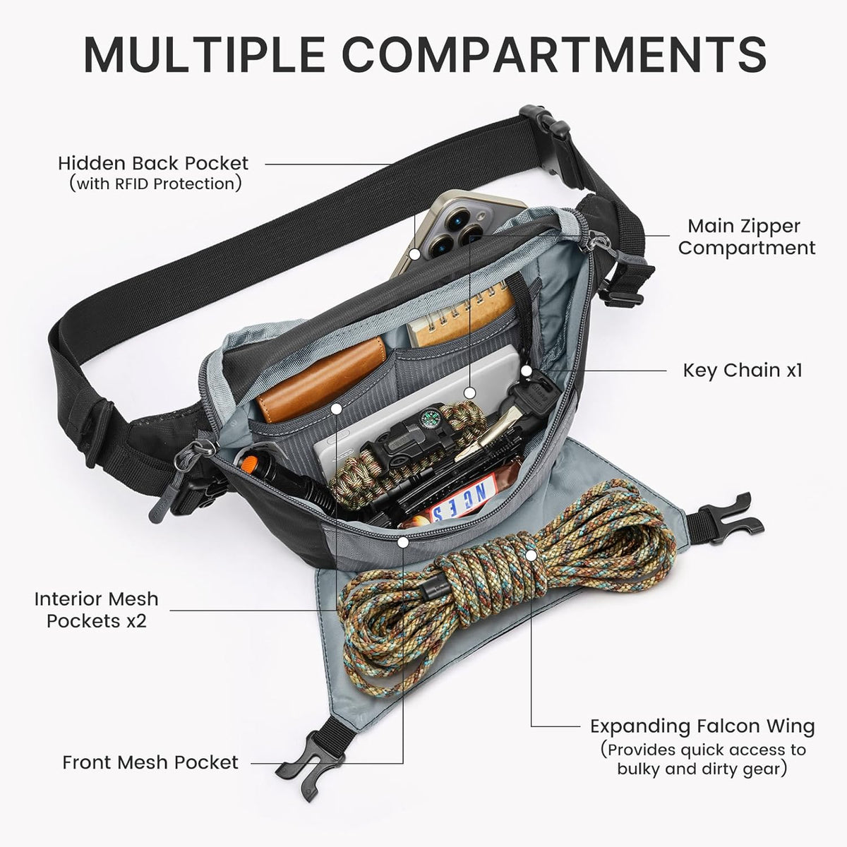 G4Free - G4Free Recycled Fanny for Men Anti-Theft Crossbody Belt Bag with RFID -TN25B549A