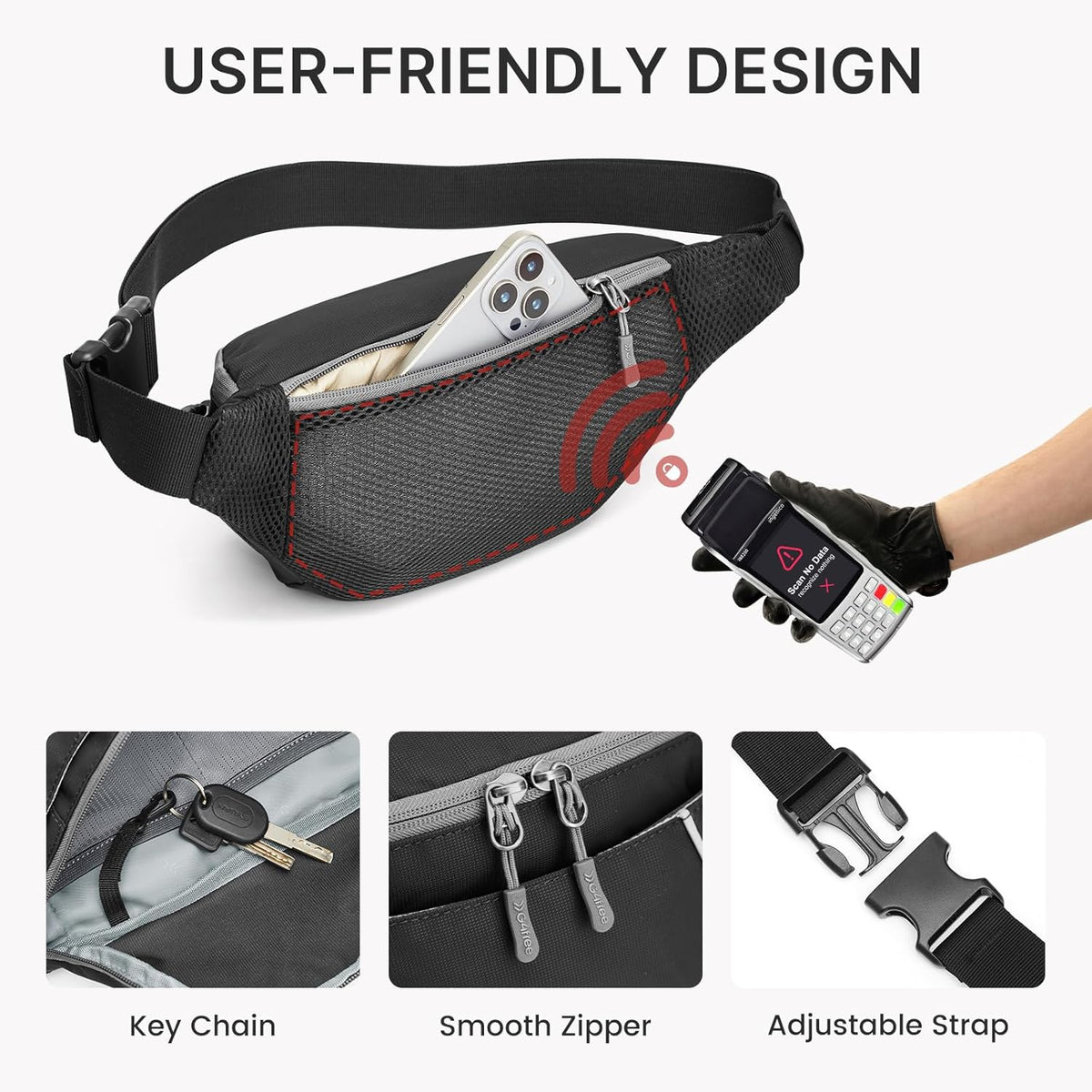 G4Free - G4Free Recycled Fanny for Men Anti-Theft Crossbody Belt Bag with RFID -TN25B549A