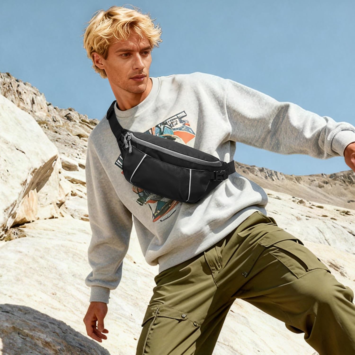 G4Free - G4Free Recycled Fanny for Men Anti-Theft Crossbody Belt Bag with RFID -TN25B549A