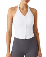G4Free - G4Free Ribbed Backless Halter Crop Cami -GF26L983A001F-XS
