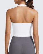G4Free - G4Free Ribbed Backless Halter Crop Cami -GF26L983A001F-XS