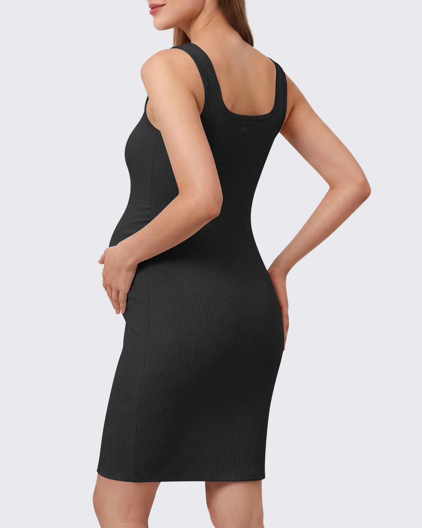 G4Free - G4Free Ribbed Square Neck Midi Maternity Tank Dress -GF26VY980A001A-S