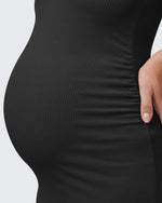 G4Free - G4Free Ribbed Square Neck Midi Maternity Tank Dress -GF26VY980A001A-S