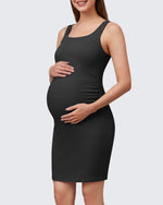G4Free - G4Free Ribbed Square Neck Midi Maternity Tank Dress -GF26VY980A001A-S