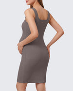G4Free - G4Free Ribbed Square Neck Midi Maternity Tank Dress -GF26VY980A001A-S