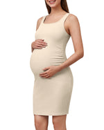 G4Free - G4Free Ribbed Square Neck Midi Maternity Tank Dress -GF26VY980A001A-S