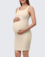 G4Free - G4Free Ribbed Square Neck Midi Maternity Tank Dress -GF26VY980A001A-S