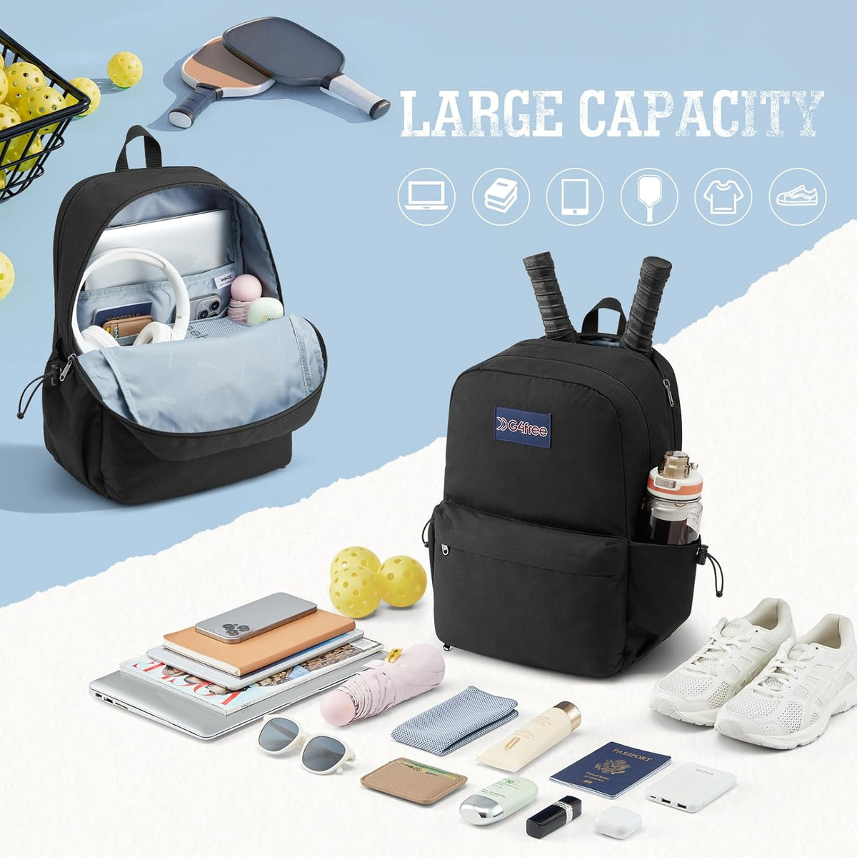 G4Free - G4Free School Lightweight with Laptop Compartment Pockets Backpack -TN25B523A