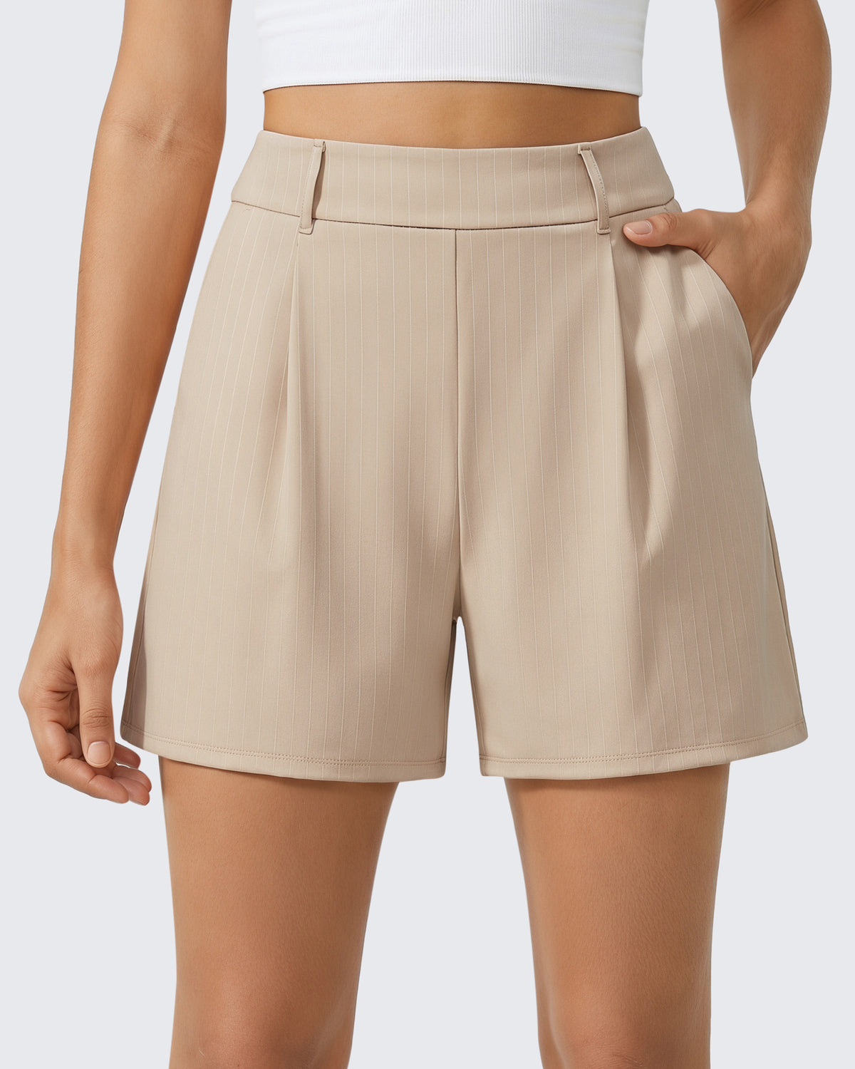 G4Free - G4Free ShiftReady 5" High Waisted Pleated Trouser Shorts with Pockets -GF26E1004LJA001A-S