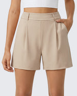 G4Free - G4Free ShiftReady 5" High Waisted Pleated Trouser Shorts with Pockets -GF26E1004LJA001A-S