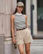 G4Free - G4Free ShiftReady 5" High Waisted Pleated Trouser Shorts with Pockets -GF26E1004LJA001A-S