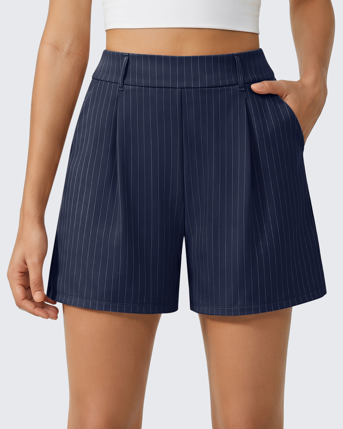 G4Free - G4Free ShiftReady 5" High Waisted Pleated Trouser Shorts with Pockets -GF26E1004LJA001A-S