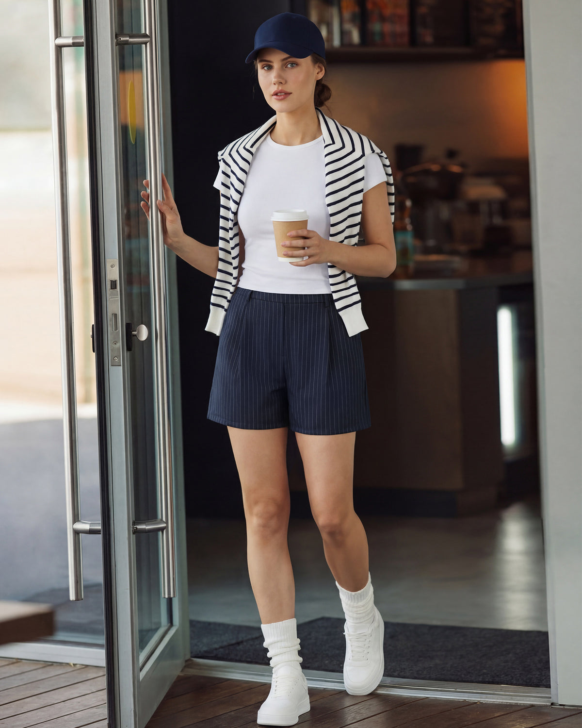 G4Free - G4Free ShiftReady 5" High Waisted Pleated Trouser Shorts with Pockets -GF26E1004LJA001A-S
