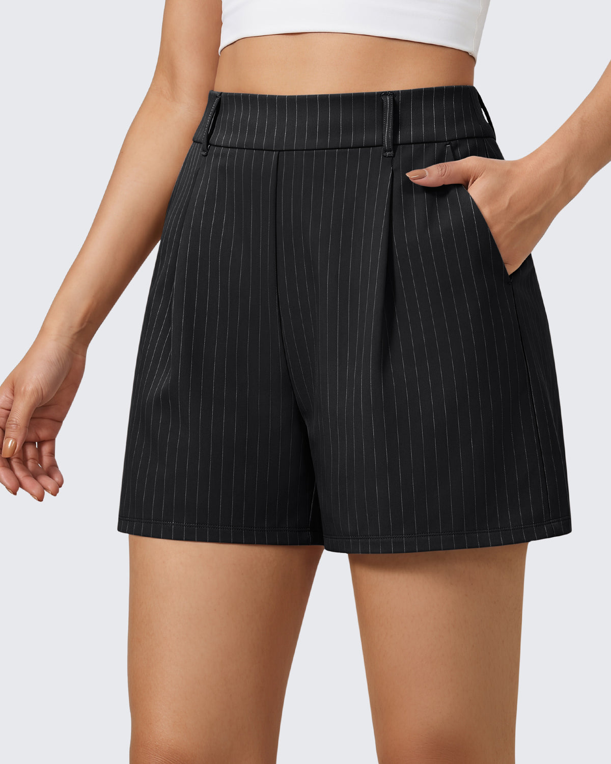G4Free - G4Free ShiftReady 5" High Waisted Pleated Trouser Shorts with Pockets -GF26E1004LJA001A-S