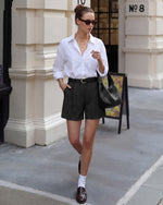 G4Free - G4Free ShiftReady 5" High Waisted Pleated Trouser Shorts with Pockets -GF26E1004LJA001A-S