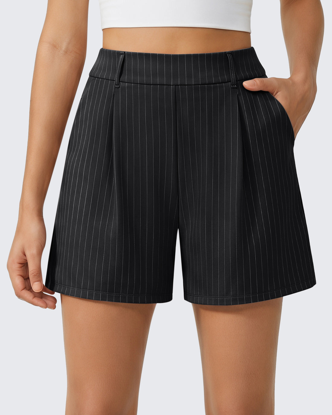 G4Free - G4Free ShiftReady 5" High Waisted Pleated Trouser Shorts with Pockets -GF26E1004LJA001A-S