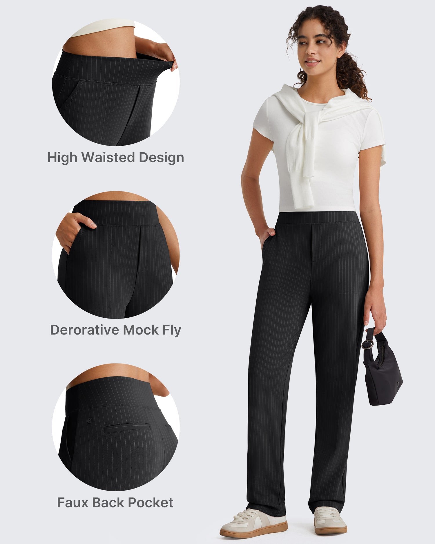 G4Free - G4Free ShiftReady Pinstripe Work Pants with Pockets Straight Leg -GF26D987LJA001A-S