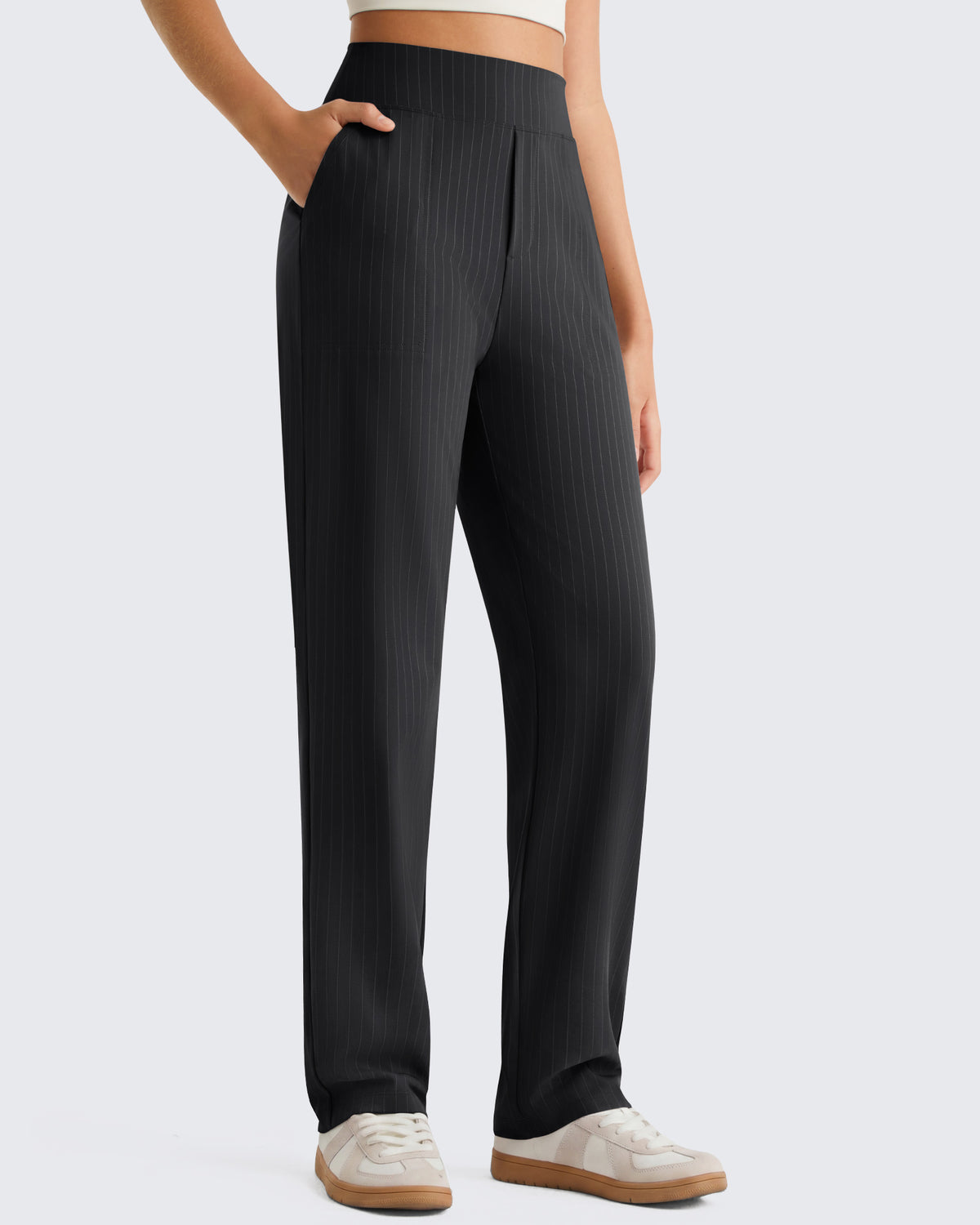 G4Free - G4Free ShiftReady Pinstripe Work Pants with Pockets Straight Leg -GF26D987LJA001A-S