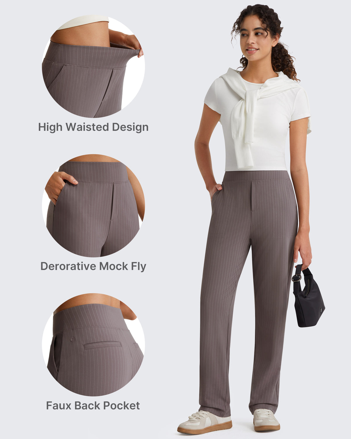 G4Free - G4Free ShiftReady Pinstripe Work Pants with Pockets Straight Leg -GF26D987LJA001A-S