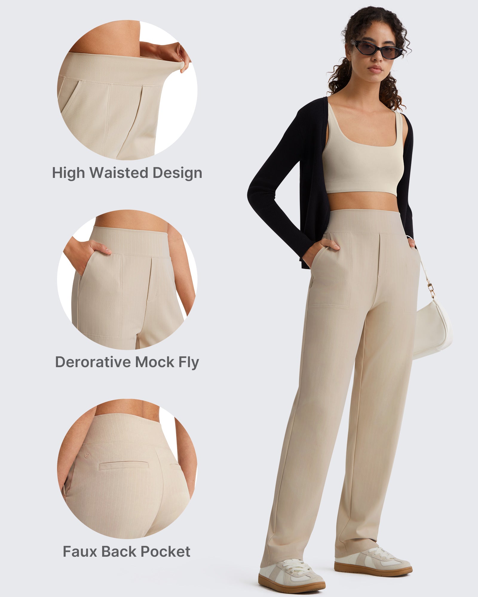 G4Free - G4Free ShiftReady Pinstripe Work Pants with Pockets Straight Leg -GF26D987LJA001A-S