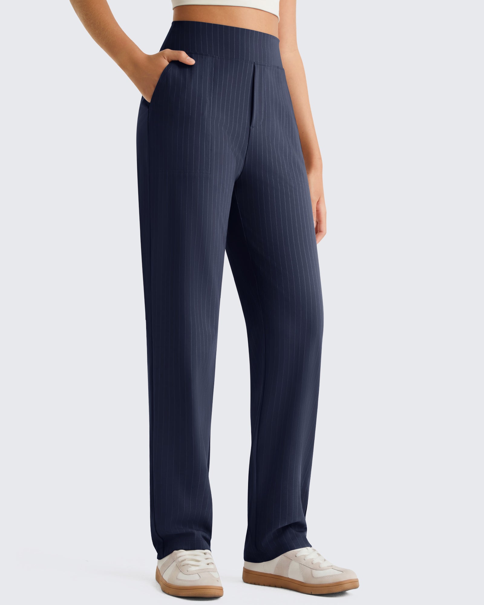 G4Free - G4Free ShiftReady Pinstripe Work Pants with Pockets Straight Leg -GF26D987LJA001A-S
