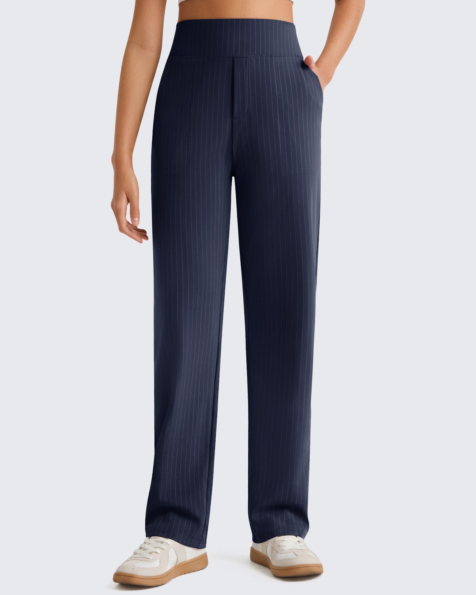 G4Free - G4Free ShiftReady Pinstripe Work Pants with Pockets Straight Leg -GF26D987LJA001A-S