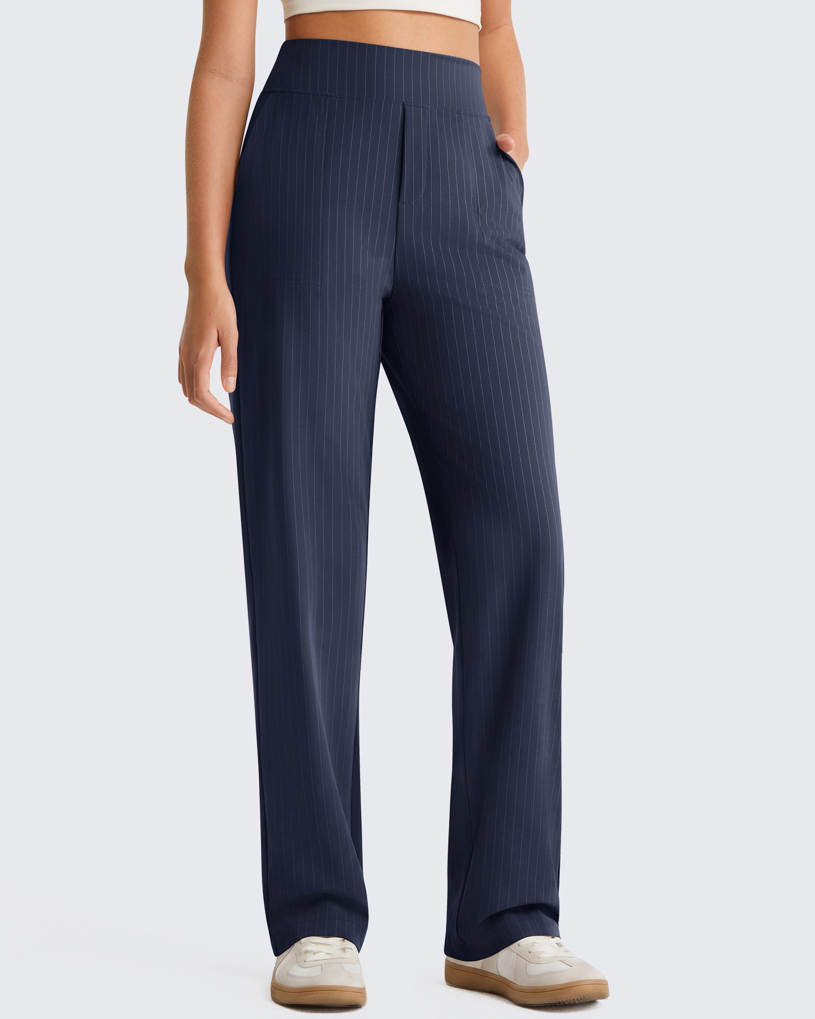 G4Free - G4Free ShiftReady Pinstripe Work Pants with Pockets Straight Leg -GF26D987LJA001A-S