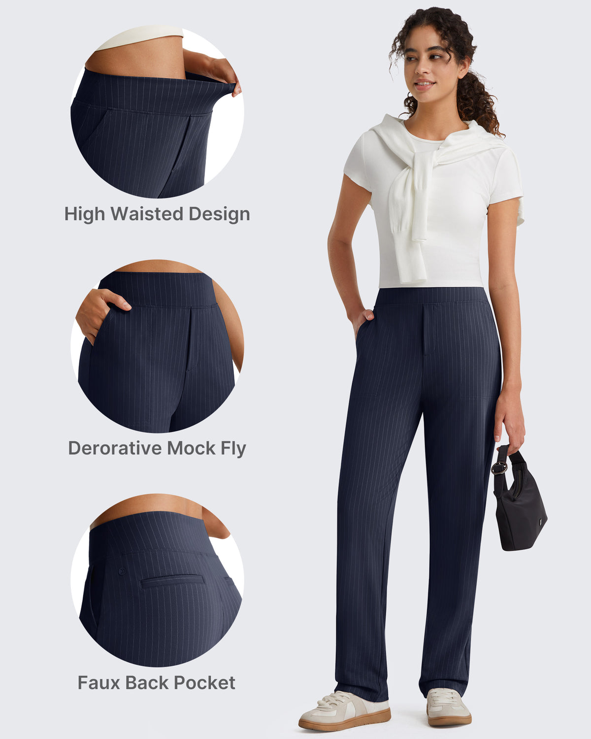 G4Free - G4Free ShiftReady Pinstripe Work Pants with Pockets Straight Leg -GF26D987LJA001A-S