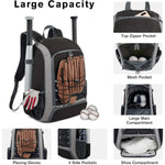 G4Free - G4Free Shoe Compartment Baseball Large Bat Backpack with Fence Hook -TN24B366B