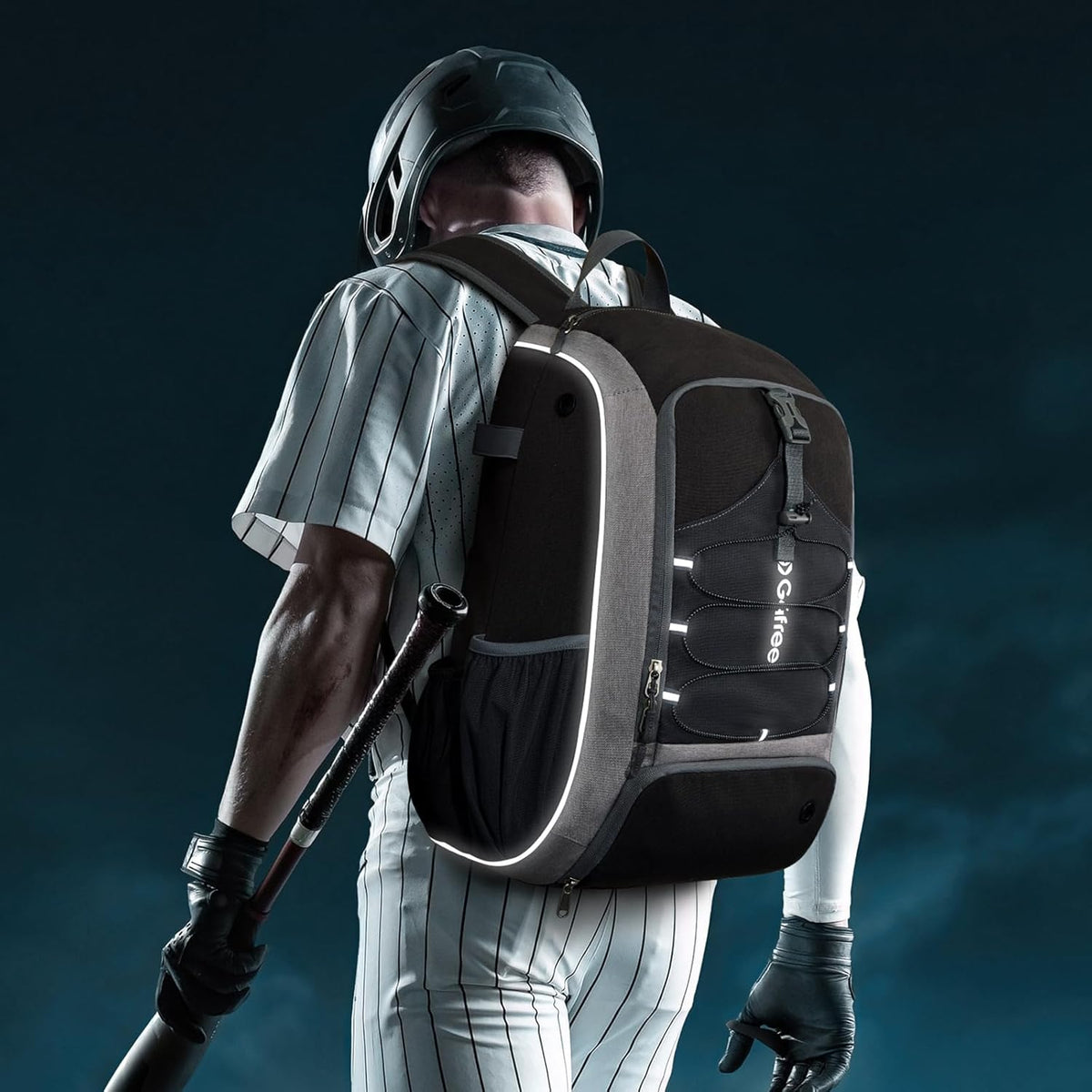 G4Free - G4Free Shoe Compartment Baseball Large Bat Backpack with Fence Hook -TN24B366B