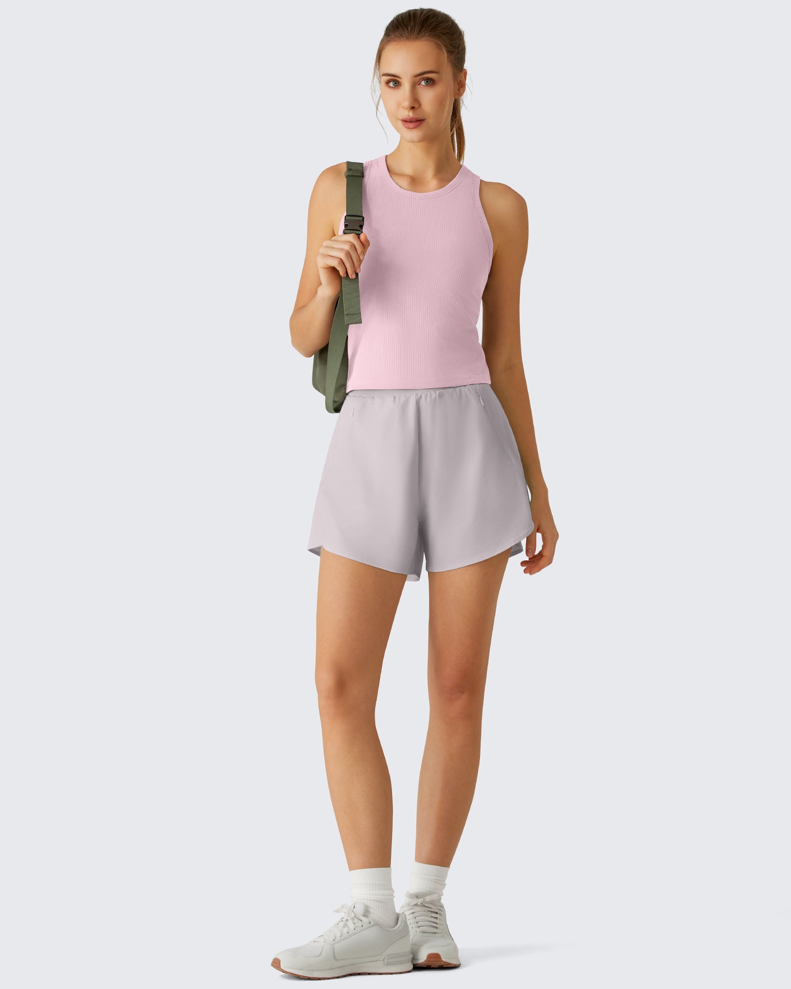 G4Free - G4Free Slim Fit Racerback Ribbed Tank -GF26L823A001F-XS