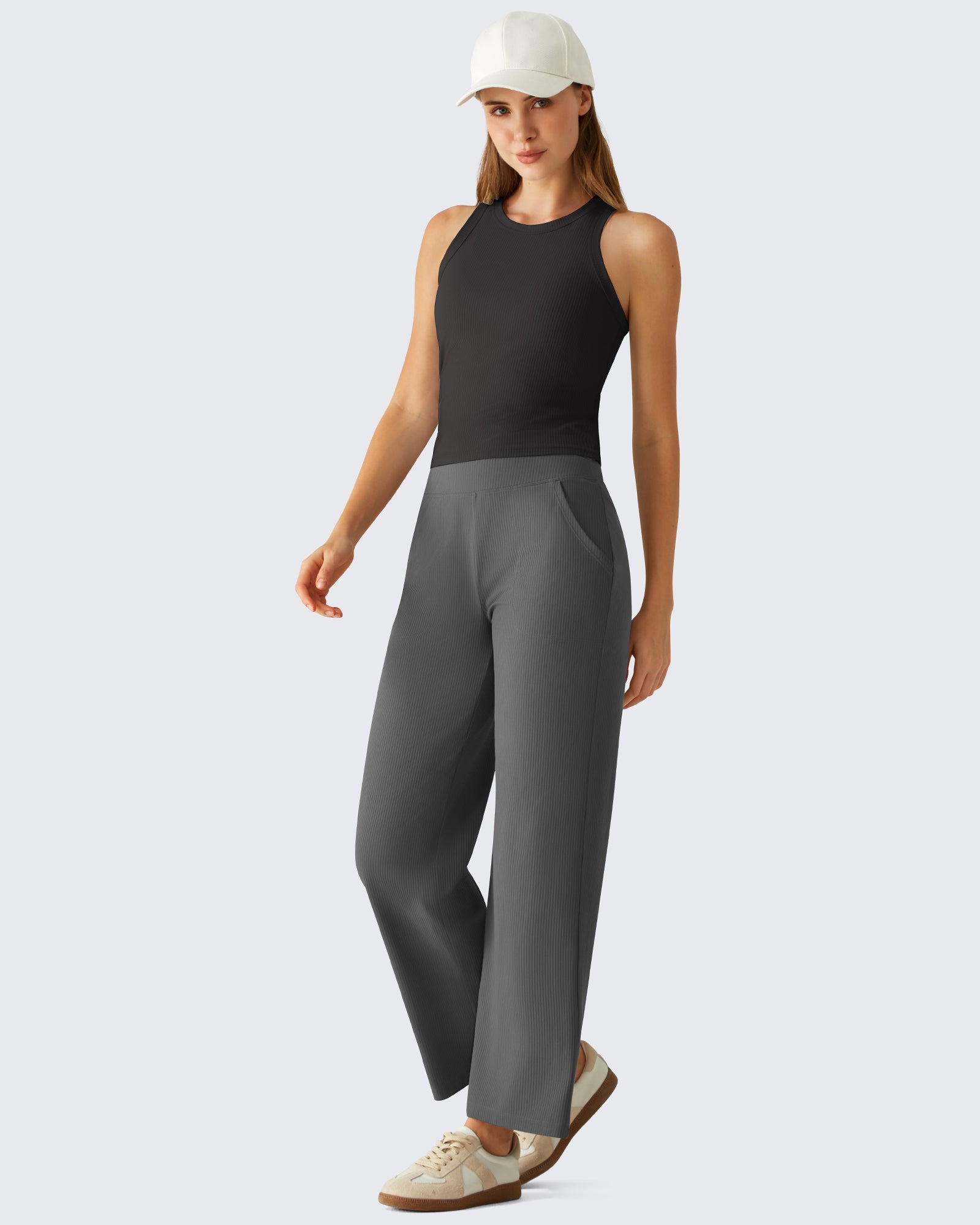 G4Free - G4Free Slim Fit Racerback Ribbed Tank -GF26L823A001F-XS