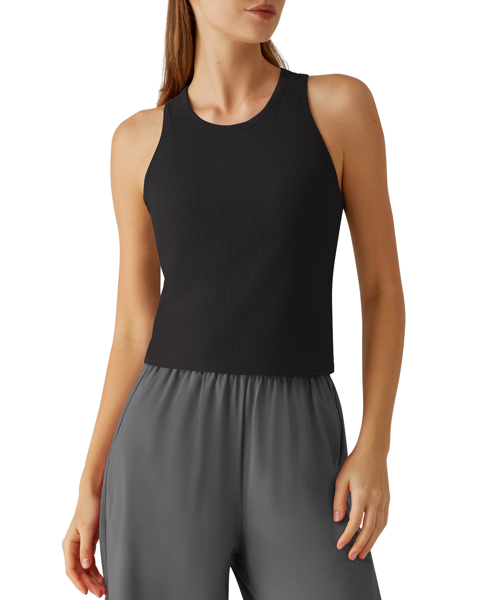 G4Free - G4Free Slim Fit Racerback Ribbed Tank -GF26L823A001F-XS
