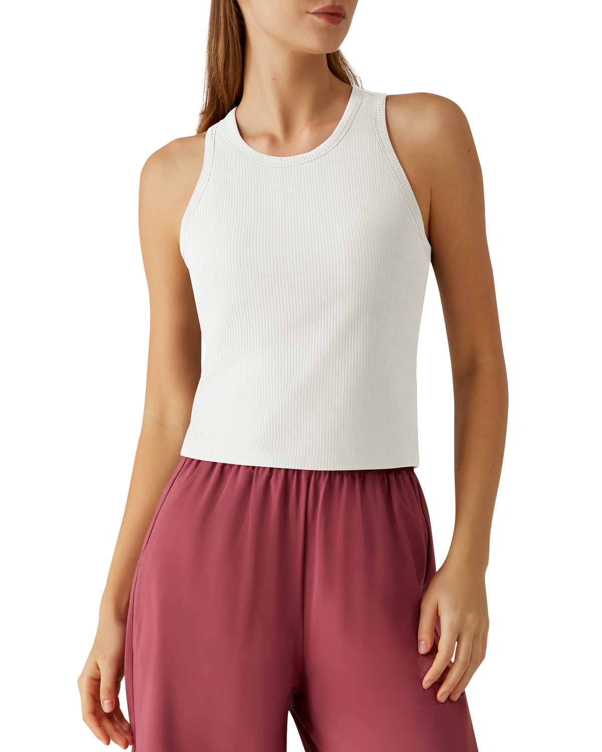 G4Free - G4Free Slim Fit Racerback Ribbed Tank -GF26L823B004F-XS