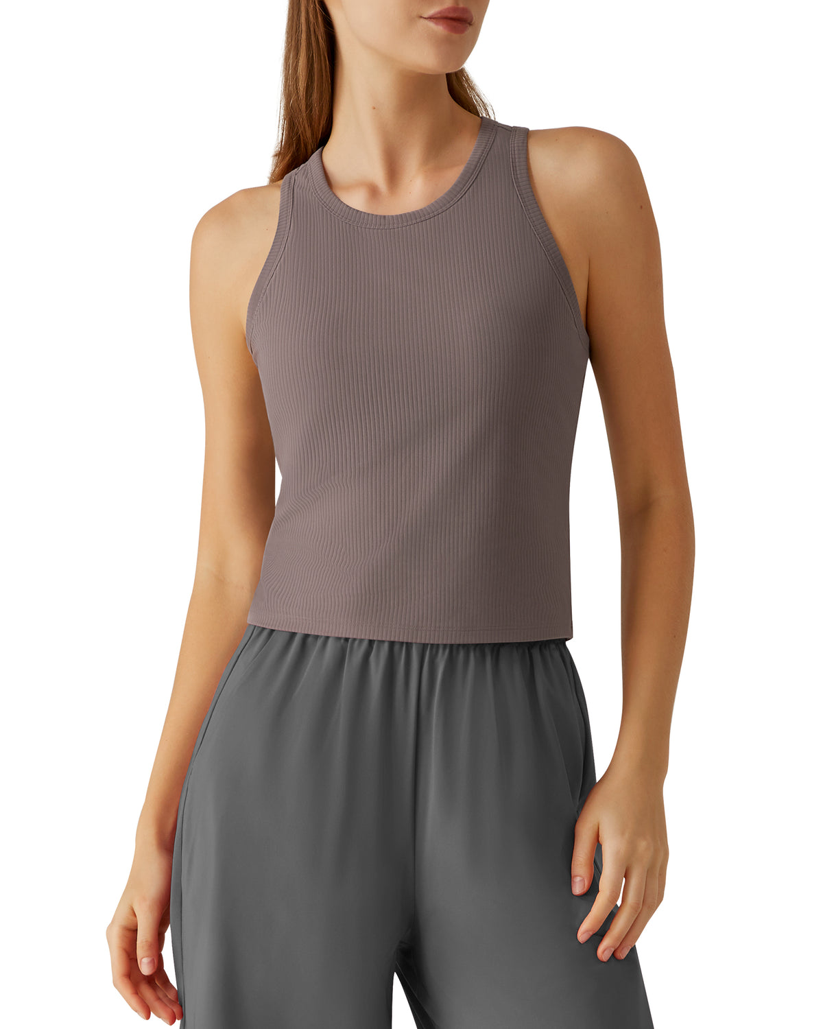 G4Free - G4Free Slim Fit Racerback Ribbed Tank -GF26L823C007F-XS