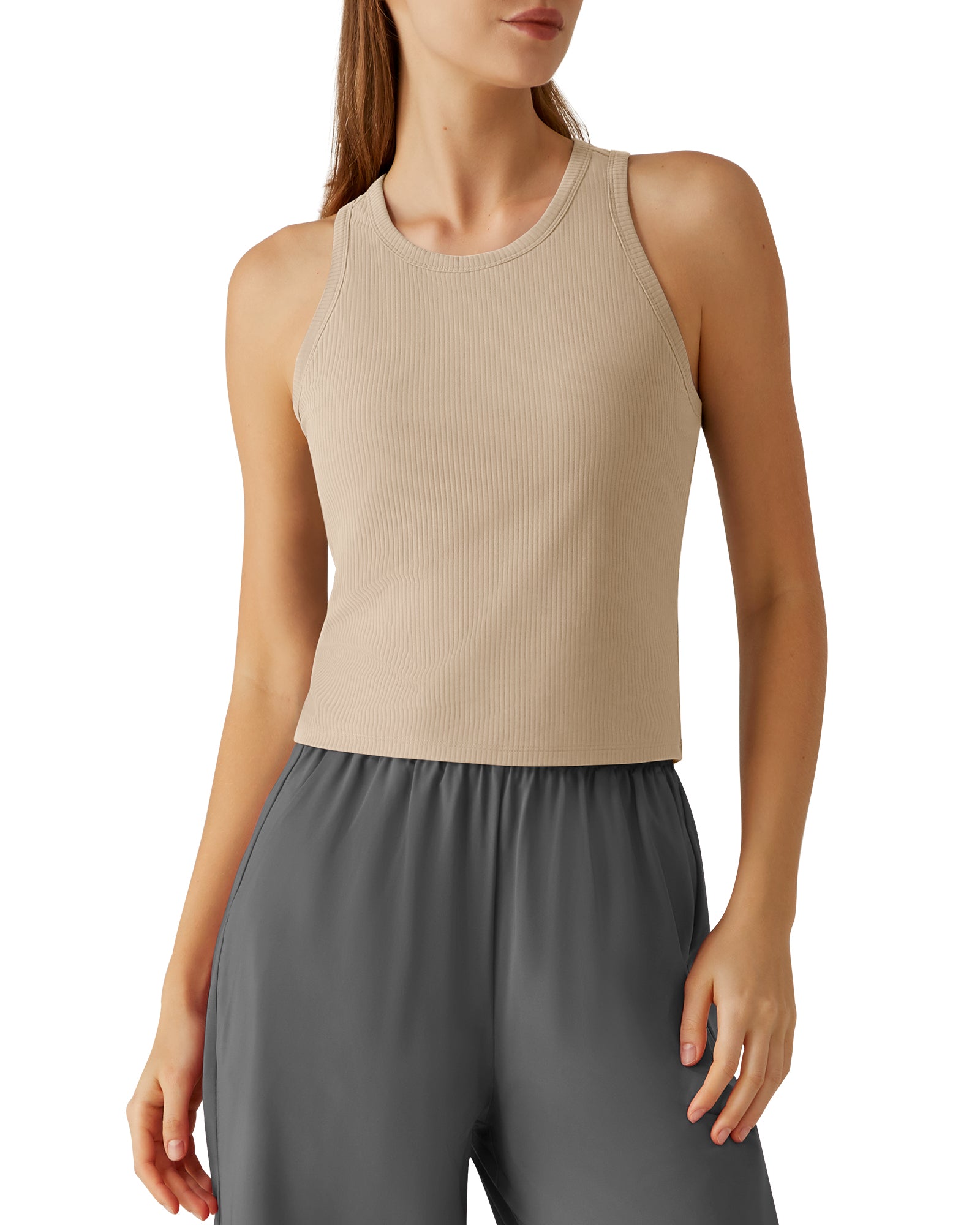 G4Free - G4Free Slim Fit Racerback Ribbed Tank -GF26L823F001F-XS