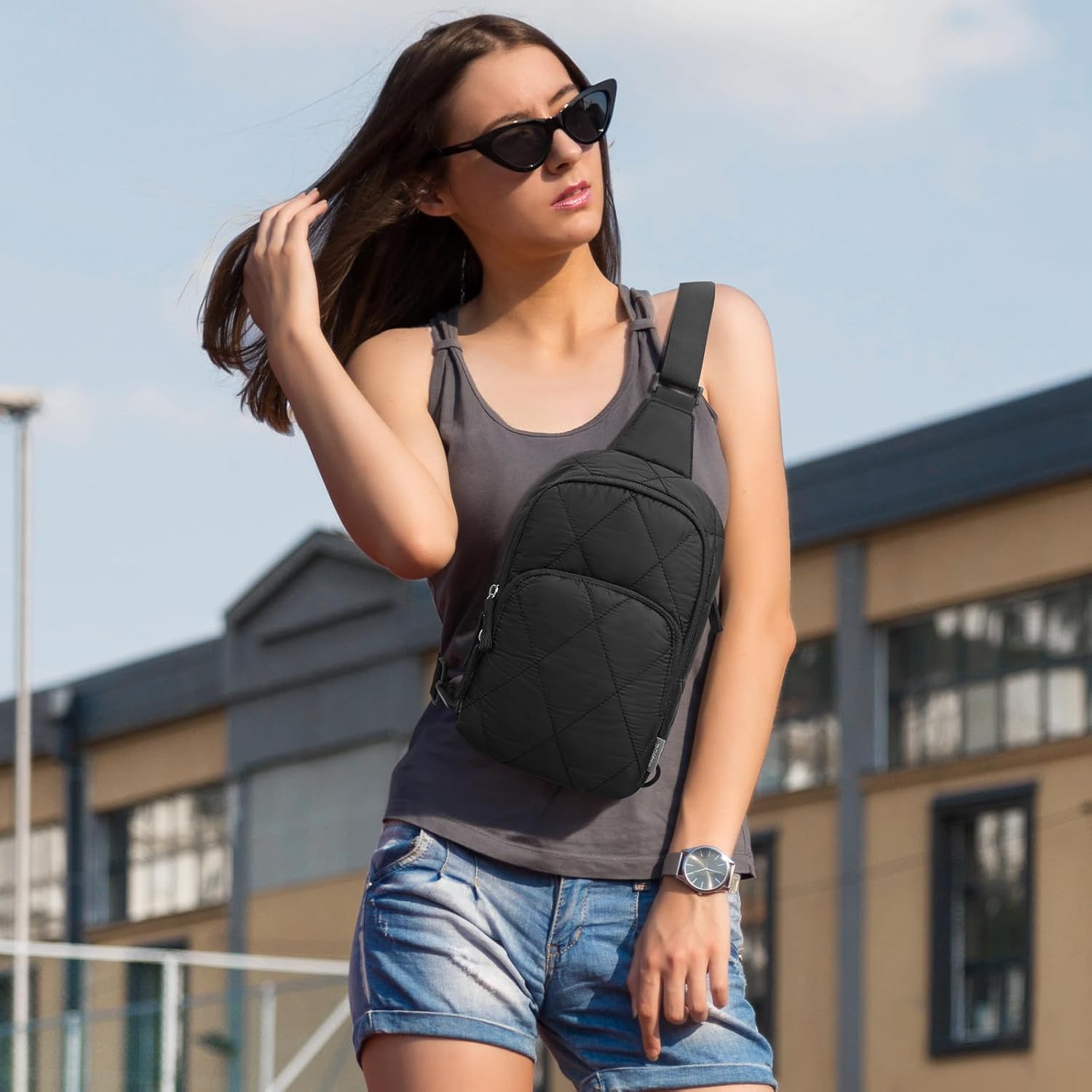 G4Free - G4Free Sling Bag, Casual Quilted Puffer Crossbody Purse Lightweight Fanny Packs -TN24B490C