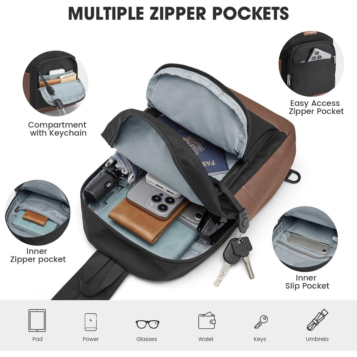 G4Free - G4Free Sling Bag Crossbody Backpack Small Convertible Crossbody Bag -TN25B565B