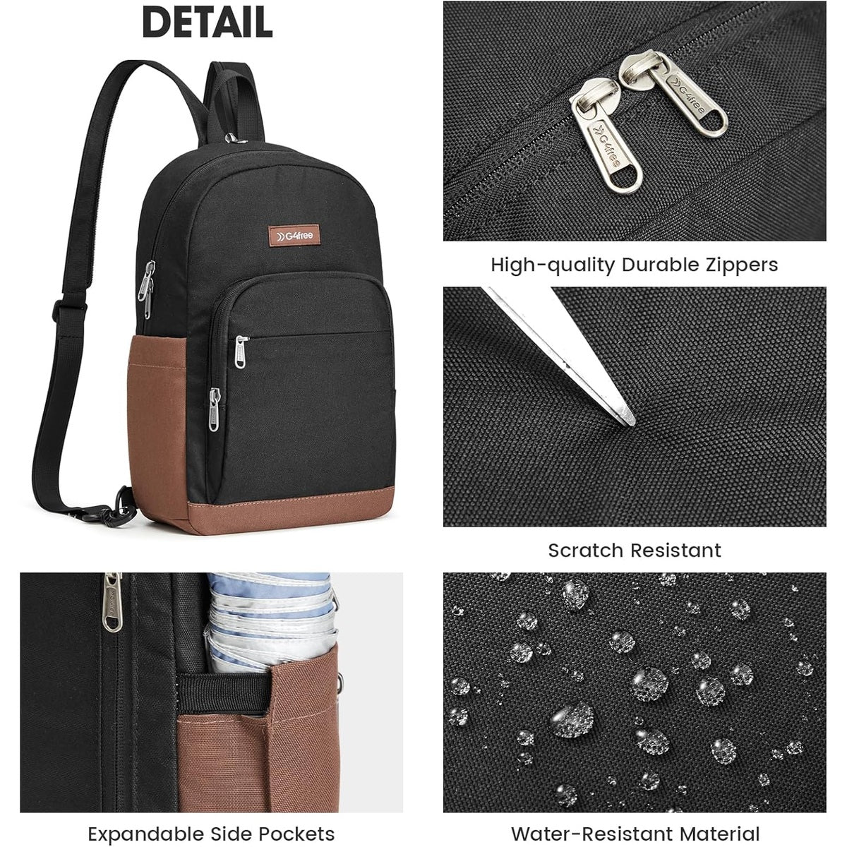G4Free - G4Free Sling Bag Crossbody Backpack Small Convertible Crossbody Bag -TN25B565B