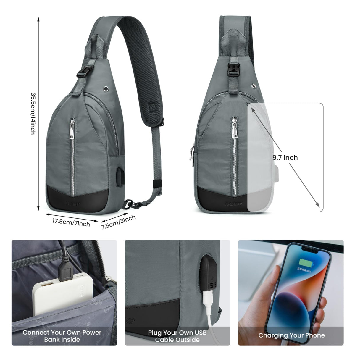 G4Free - G4Free Sling Bag RFID Blocking Crossbody Sling Bag -TN23B196C